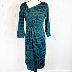 Etcetera Asymmetrical Neck Line Long Sleeve Dress Size 4